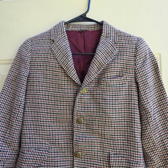 Houndstooth Blazer Jacket Menswear Patterned 3 Button Sport Coat - Picture 2 of 7